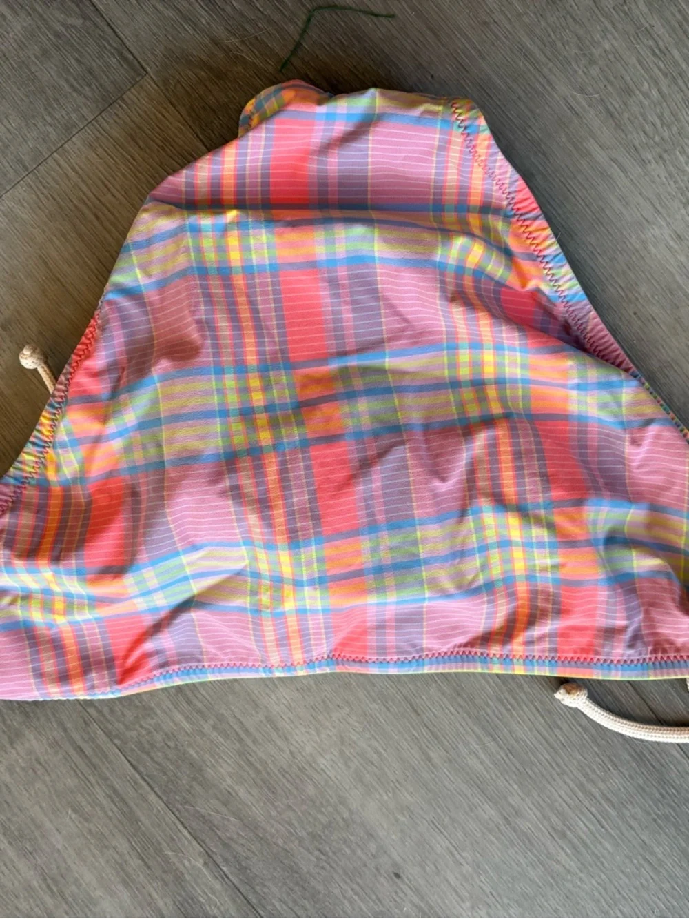 J.Crew: Rope String Bikini Bottom In Sunset Plaid Size XL - Picture 6 of 8